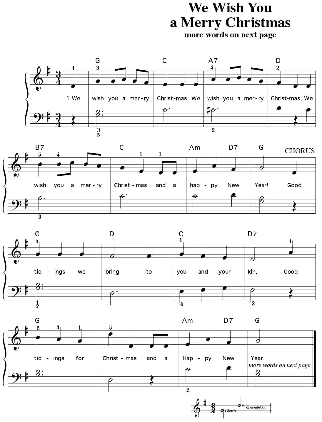 We wish you a merry christmas sheet music